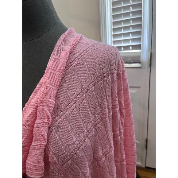 M Missoni Pink Virgin Wool Blend Open Knit Waterfall Buttonless Cardigan Small - Picture 3 of 12